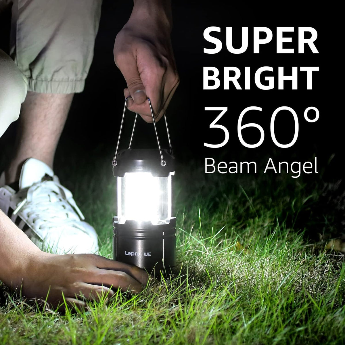 Lepro LED Camping Lanterns Battery Powered, Collapsible, IPX4 Water Resistant, Outdoor Portable