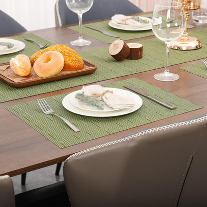 Myir JUN Placemats Set of 4, Vinyl Woven Placemats Place Mats Indoor Set of 4 Washable Table Mats