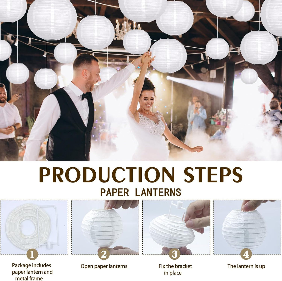 ADLKGG White Paper Lanterns Party Decorative, White Round Hanging Paper Lanterns Decorations for