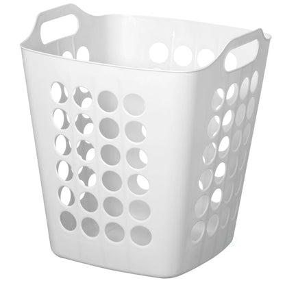 Flexible Plastic Laundry Basket - Square Storage Hamper with Side Handles for Easy Carrying