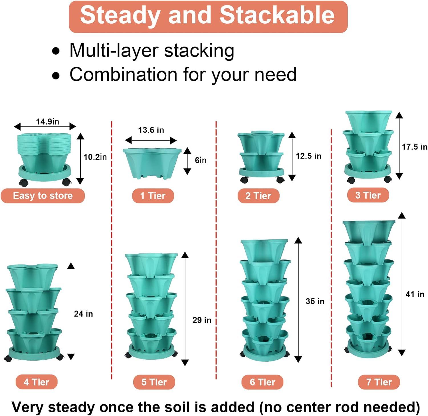 Vertical Planter 7 Tier Stackable Planters Garden Planters Strawberry Herb Flower and Vegetable