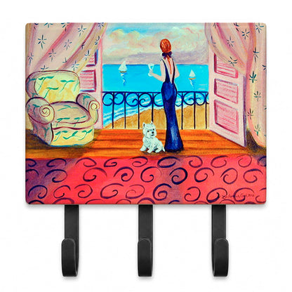 Caroline's Treasures 7125TH68 Westie with Mom and a view Leash or Key Holder, Wall Hooks, Key Hooks
