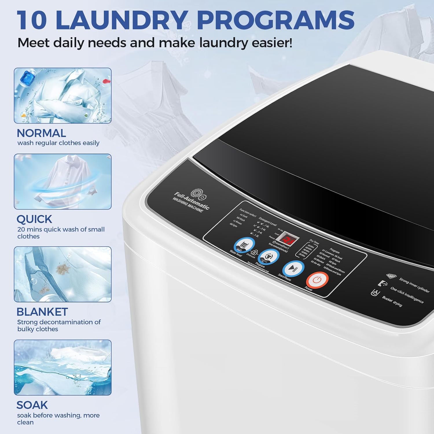 17.8Lbs Portable Washing Machine Nictemaw Portable Washer, 2.3 Cu.ft Washer and Dryer Combo with