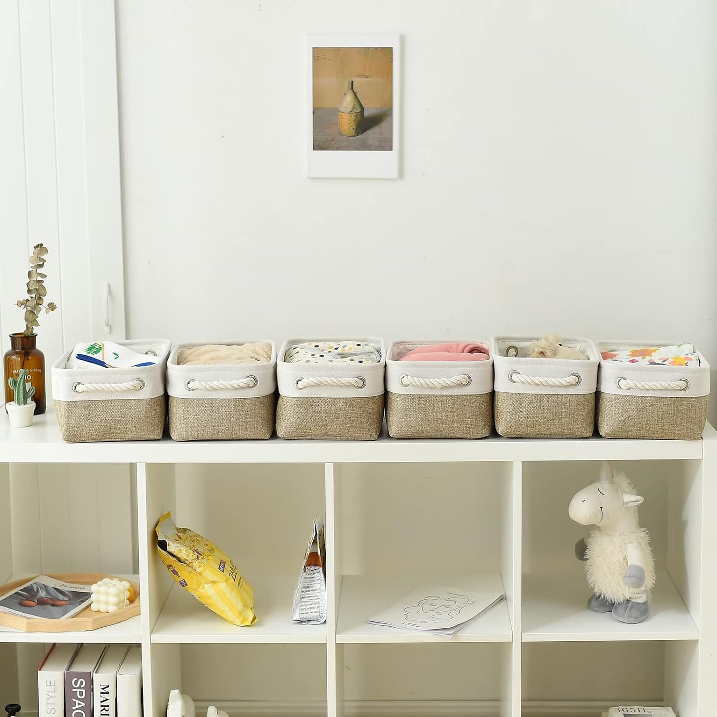 Small Storage Baskets for shelves,Fabric Storage Baskets for closet,rectangular Collapsible baskets