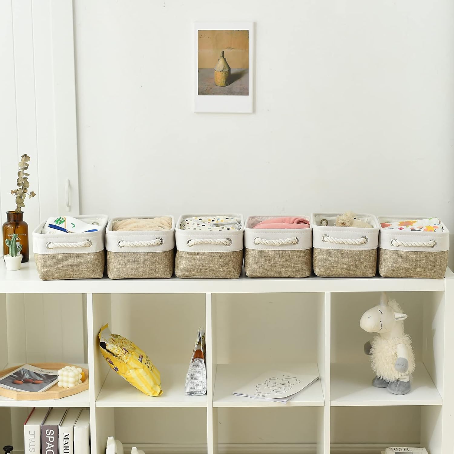 Small Storage Baskets for shelves,Fabric Storage Baskets for closet,rectangular Collapsible baskets