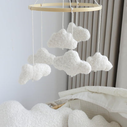 Cloud Mobile for Crib Boho Baby Mobile for Crib Bassinet Boucle Cloud Crib Mobile for Girls Boys
