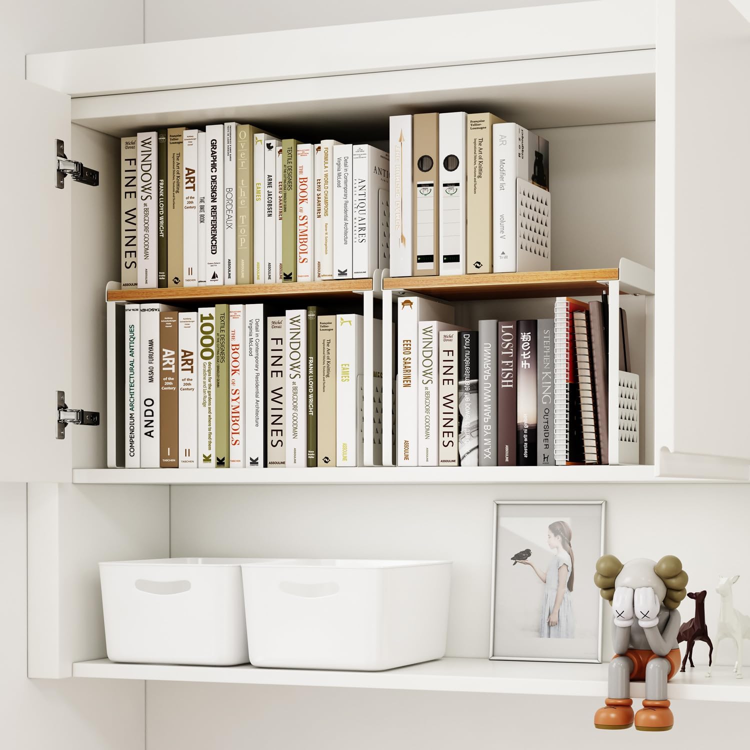 Mitus Shelf Organizer and Storage, Tiered Wood Cabinet Rack for The Kitchen Counter, Bathroom
