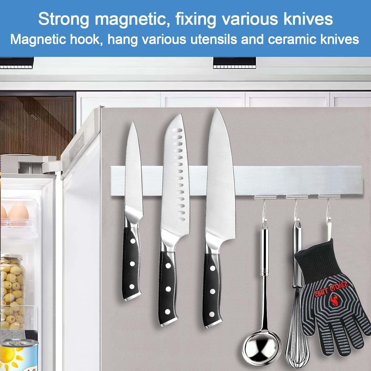14 Inch Magnetic Knife Holder for Refrigerator - Knife Magnetic Strip for Fridge with Magnetic