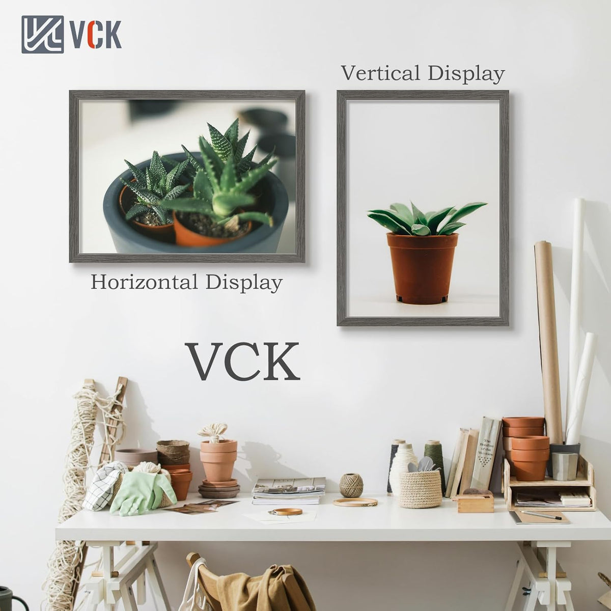 VCK 20x28 Picture Frame 3 Pack, Gray Solid Wood Poster Picture Frame, Exclusive Wood Grain, Wall