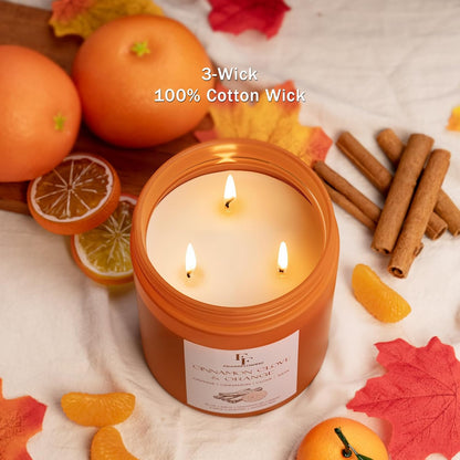 Large Fall Candle Cinnamon Clove Scented, 3-Wick 22oz Long Lasting Scented Candle, Natural Soy Wax