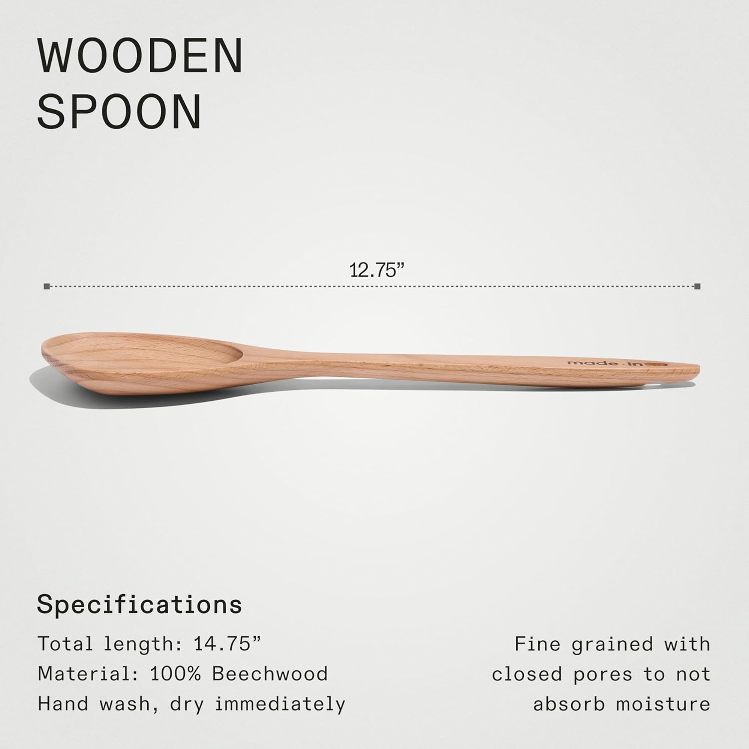 Made In Cookware - Wooden Spoon - Handcrafted for Thorough Mixing and Gentle Cookware Care