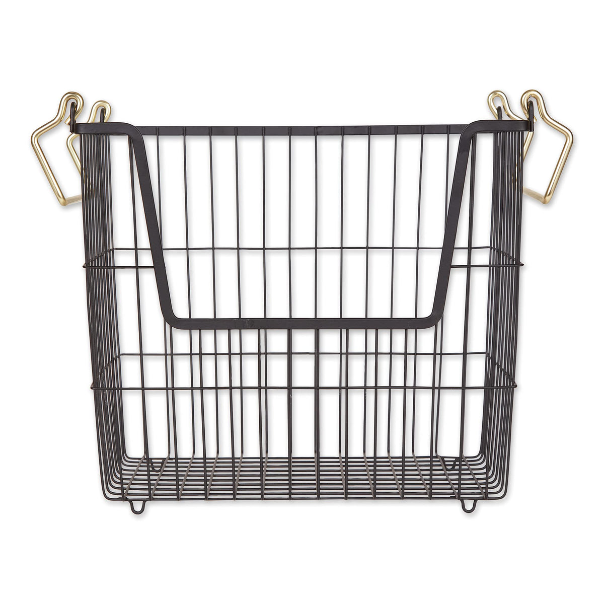 DII Metal Wire Utility Storage Bin, Large Rectangle, 13x10x11", Black/Gold
