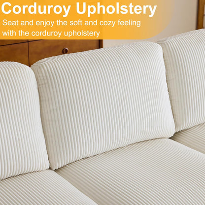 Karl home U-Shape Sectional Sofa Couch 111" Modern 4-Seat Sofa with Chaises Corduroy Fabric