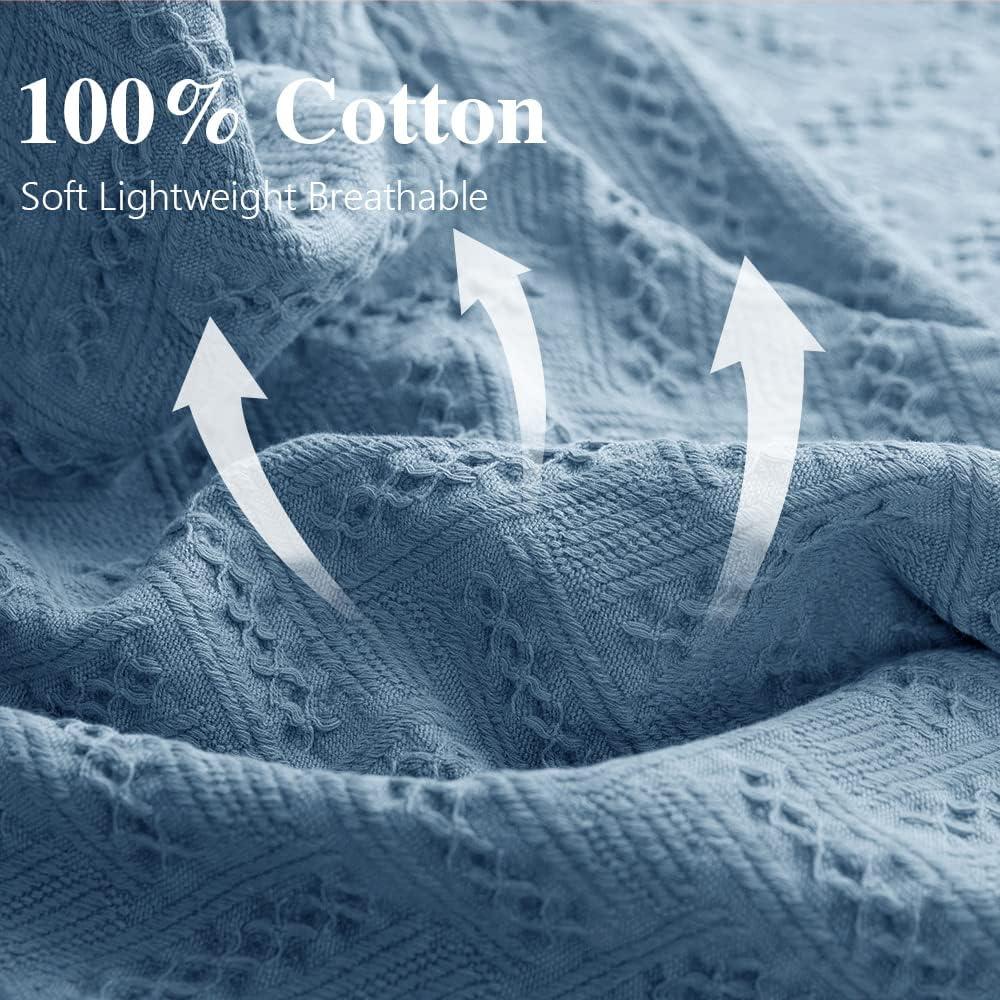 Simple&Opulence 100% Cotton Throw Blanket for Bed, Couch, Boho Luxury Geometric Knit Woven Blanket