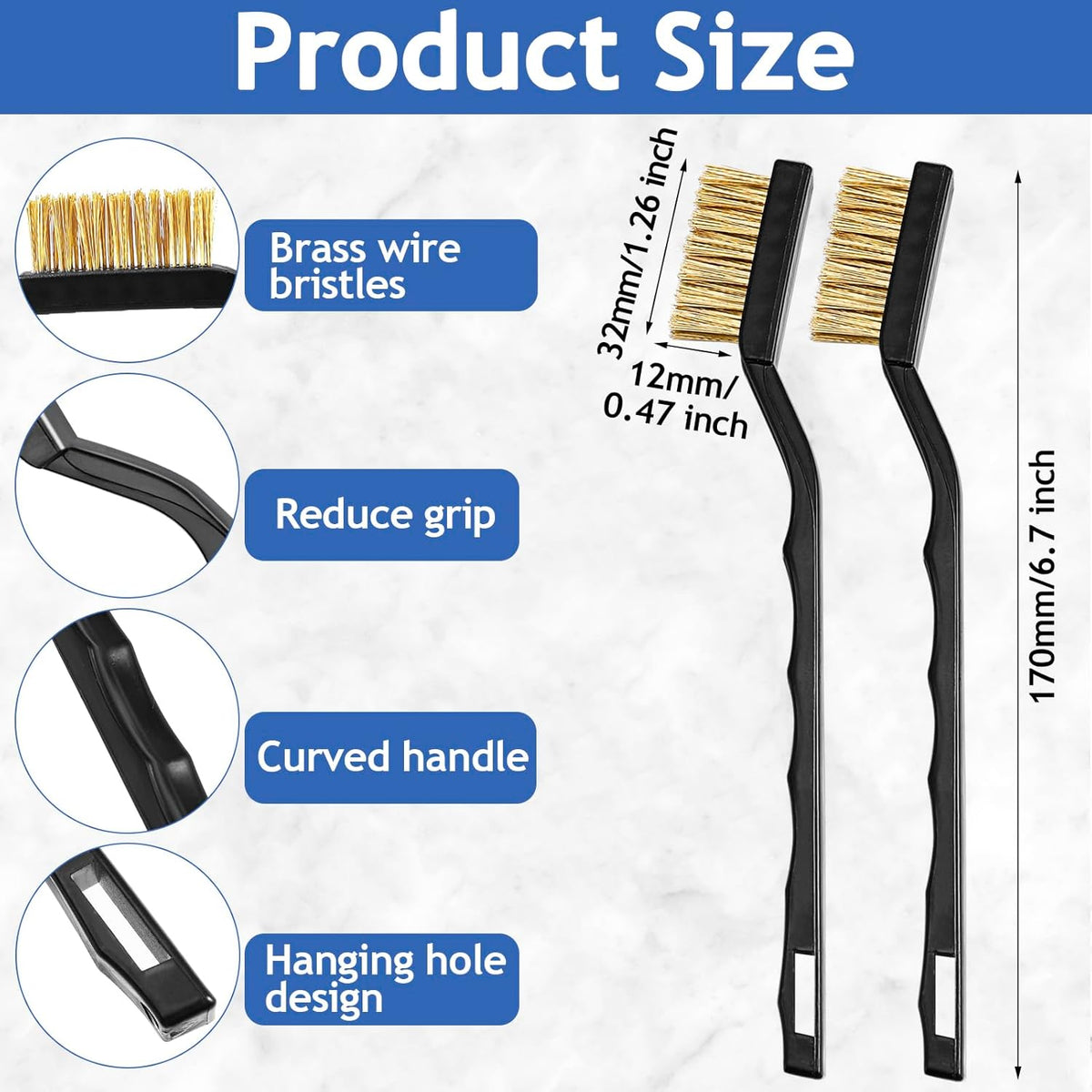 Jeffbaubl 30 Pieces Mini Wire Brush,6.7 Inch Brass Brush,Curved Handle Masonry Brushes Wire