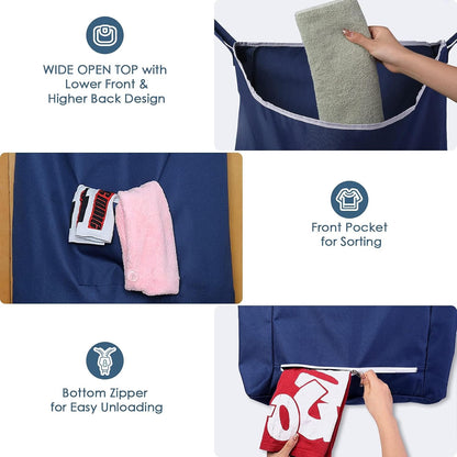 Fine Living Co. Large Hanging Laundry Hamper with Over Door Hooks & Adhesive, Durable Space Saving