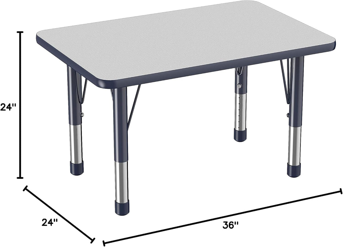 FDP Rectangle Activity School and Classroom Kids Table (24 x 36 inch), Chunky Toddler Leg