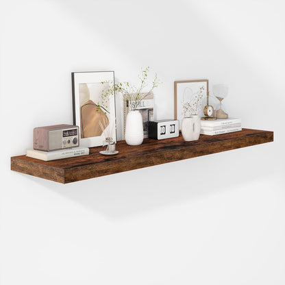 Fun Memories Floating Shelves - 12 Inch Rustic Wooden Wall Shelves - Extra Deeper & Thicker Wall