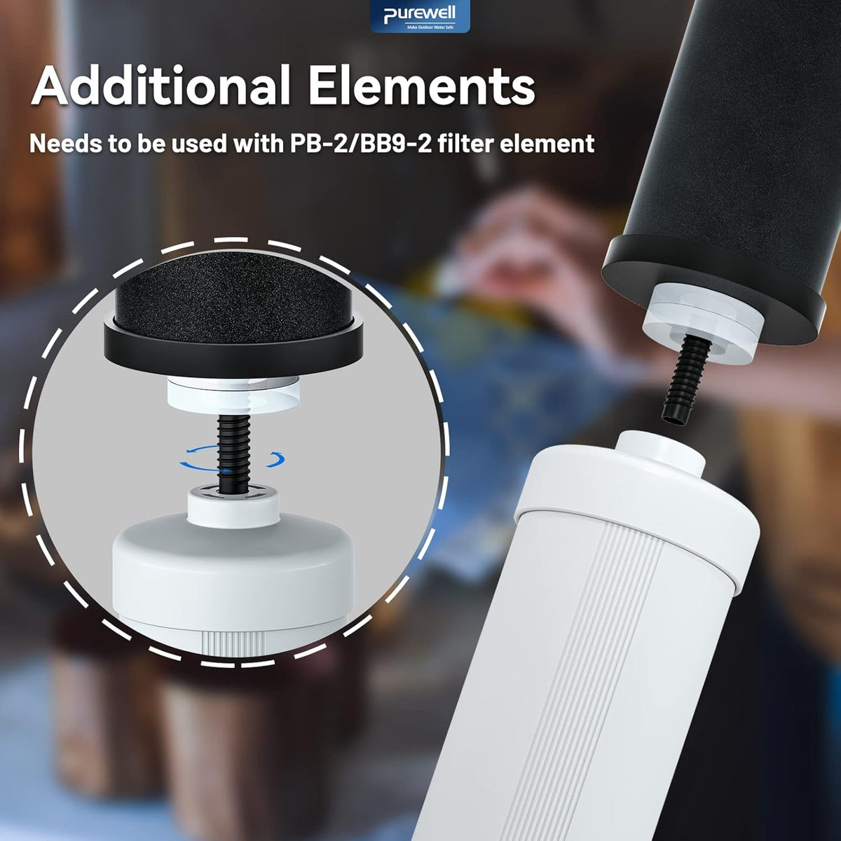 Purewell FL-2 White 5-Stage Fluoride Purification Elements, Replacement for Berkey® PF-2® Fluoride