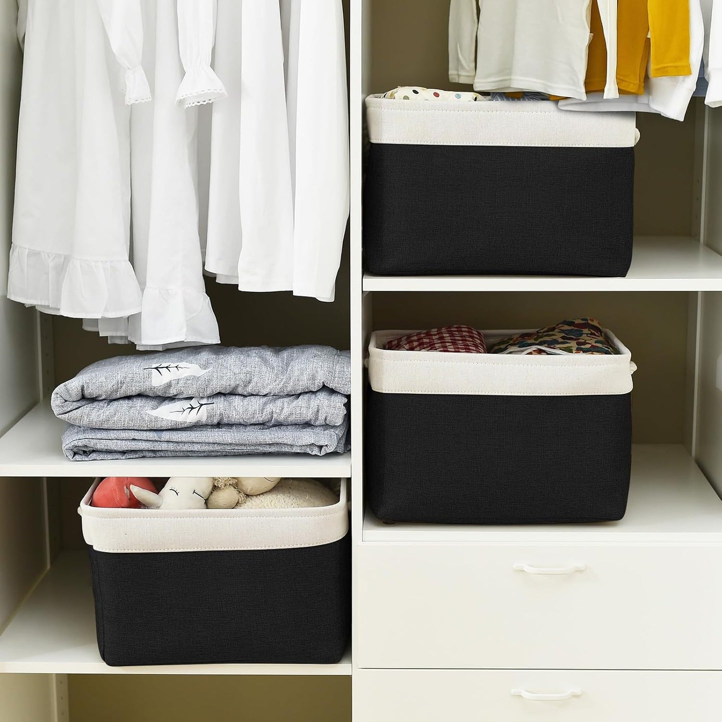 TheWarmHome Storage Basket for Gifts Empty - Large Cubes 3 Pack 15.8x11.8x11.8 inch Storage Bins