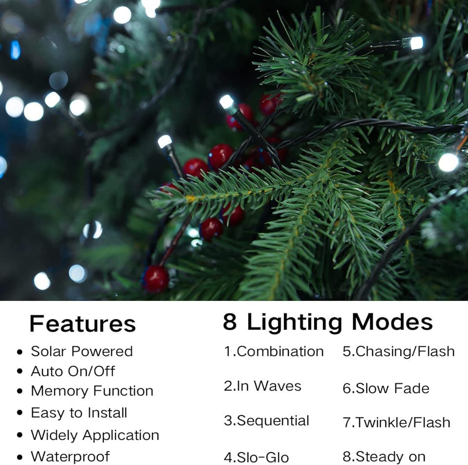 Joomer Solar Christmas Lights Outdoor 4 Pack Total 156FT 400LED 8 Lighting Modes Solar String