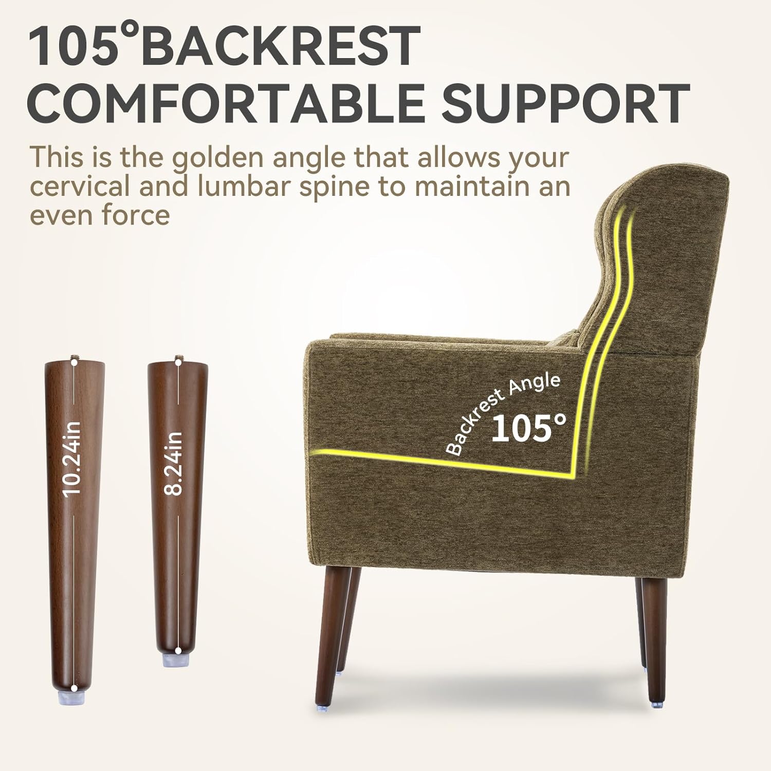 Modern Accent Chair, Upholstered Armchair with Pillow, Fabric Single Sofa Chair with Lounge Seat