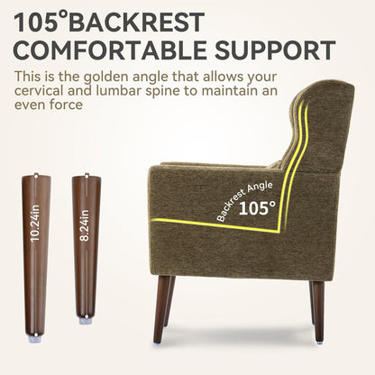 Modern Accent Chair, Upholstered Armchair with Pillow, Fabric Single Sofa Chair with Lounge Seat