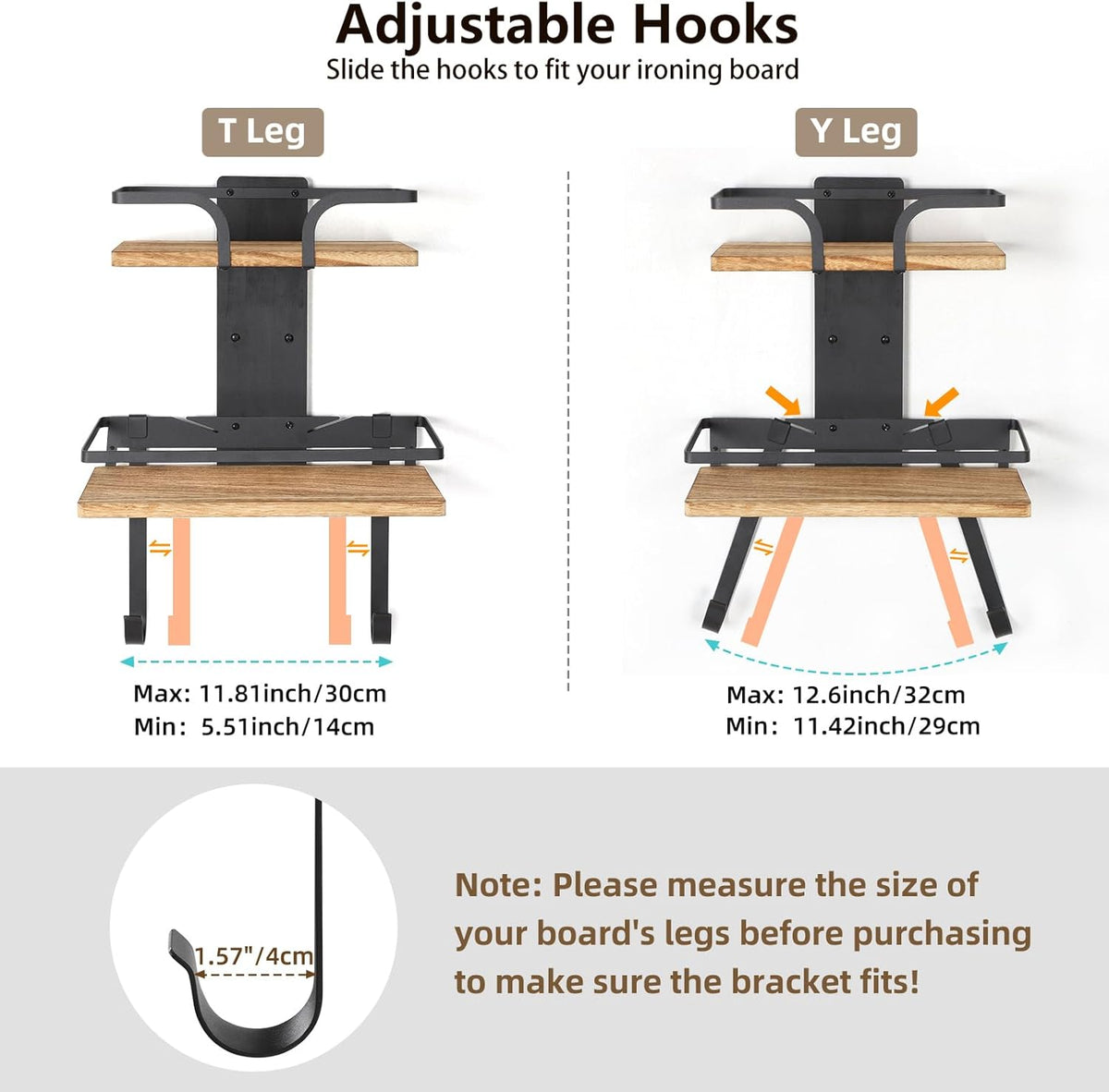 VINAEMO Ironing Board Hanger Wall Mount, 2-Layer Iron and Ironing Board Holder, Laundry Room