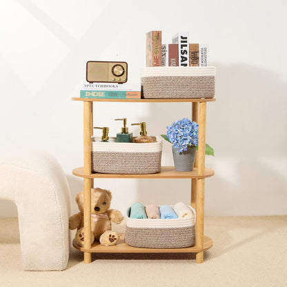 Small Storage Baskets for Organizing | Closet Organizer Bins | Shelf Toy Basket | Woven Rope