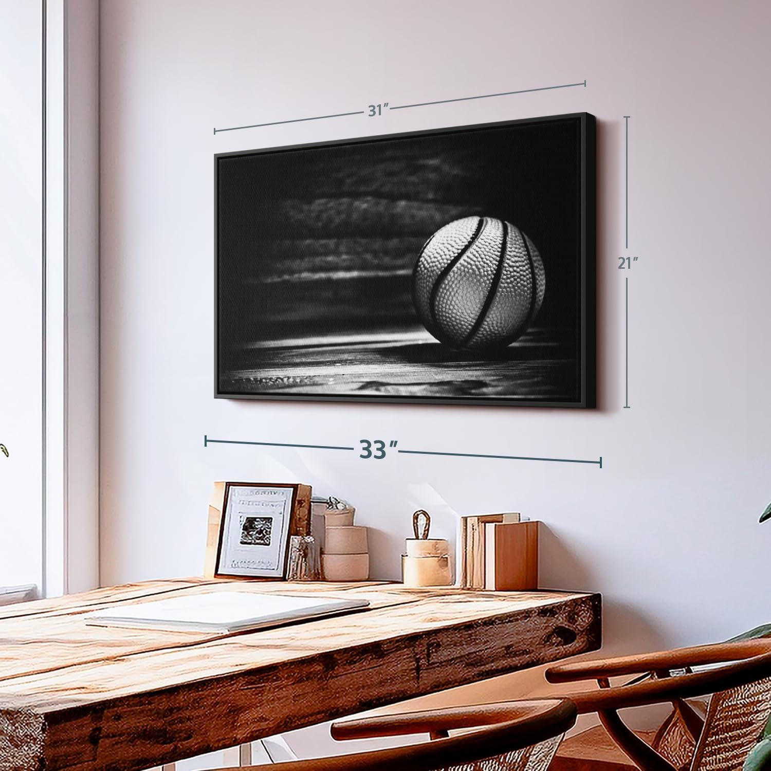 ElephantStock Basketball Wall Art - Horizontal Framed Canvas - 1-Piece Hallway Wall Decor
