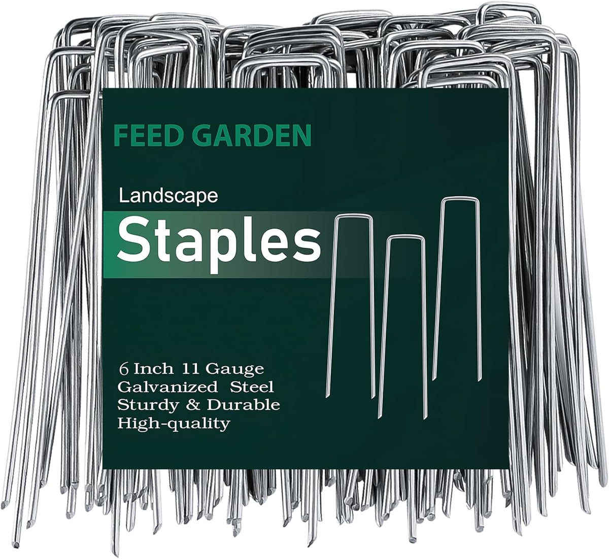 FEED GARDEN 6 Inch 1000 Pack Galvanized Landscape Staples 11 Gauge Anti-Rust Garden Stakes