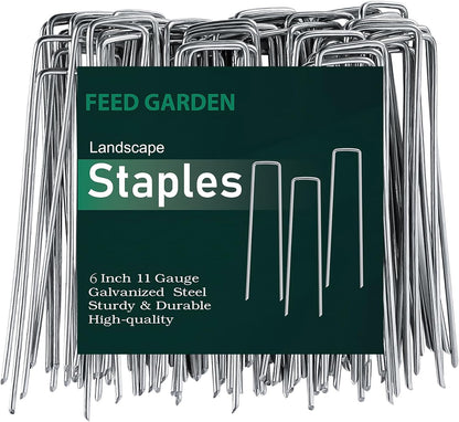 FEED GARDEN 6 Inch 1000 Pack Galvanized Landscape Staples 11 Gauge Anti-Rust Garden Stakes