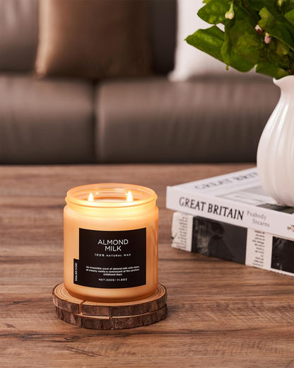 M&SENSE Creamy Vanilla Scented Candle, 11.6oz Clean Non Toxic Home Sweet Scent 70 Hours Burn Time