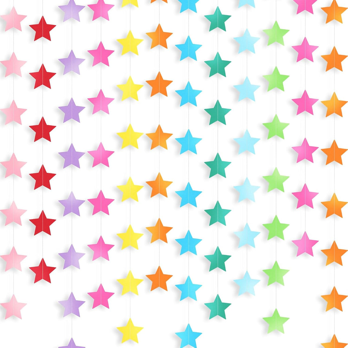 Patelai Glitter Star Garland Banner Decor 130 Feet Star Hanging Bunting Banner Twinkle Backdrop for