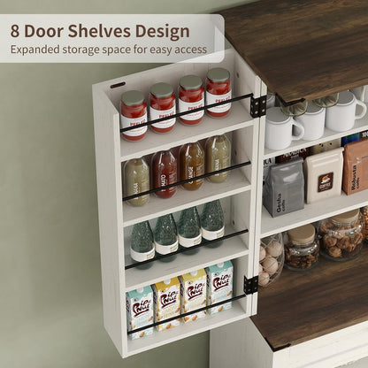 72'' Kitchen Storage Pantry Cabinet, Tall Storage Cabinet with 8 Door Shelves, 2 Cabinets and 1