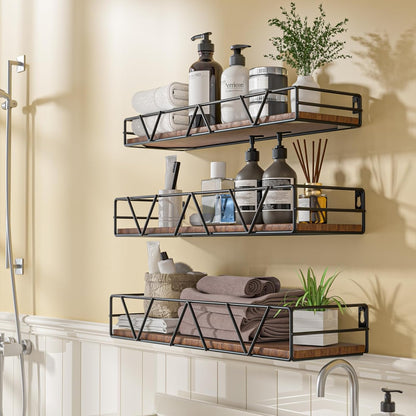 Floating Shelves Set of 3, Home Wood Wall Shelf, Farmhouse Shelf for Bedroom, Wall Mounted Floating