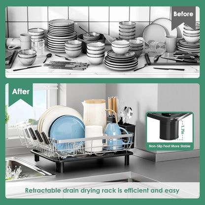 MOUKABAL Dish Drying Rack - Stainless Steel Dish Rack, Dish Racks for Kitchen Counter, Drying Rack