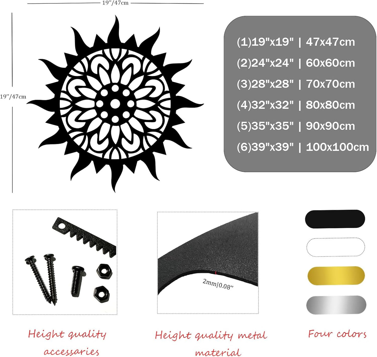 Sunburst Metal Wall Decor, Metal Sun Wall Decor, Metal Sun Flower Wall Art, Outdoor Metal Sun Wall