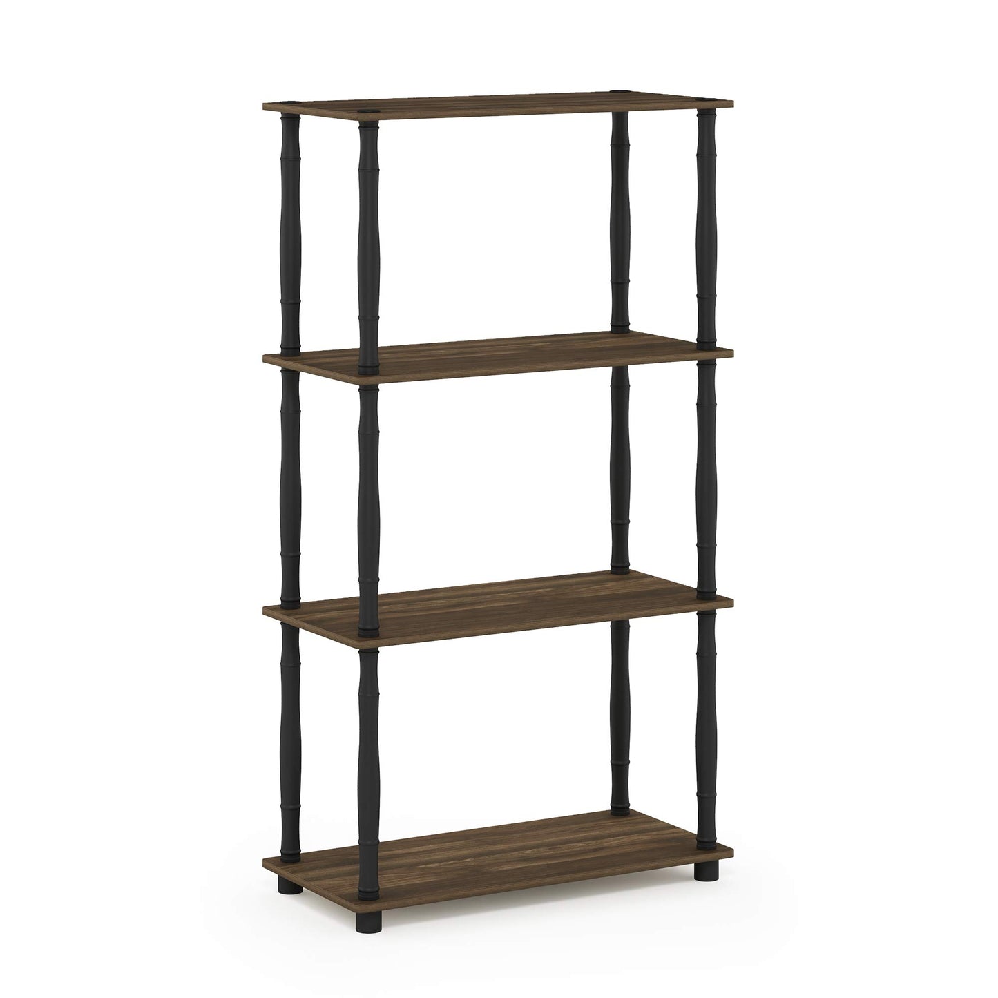 Furinno Turn-N-Tube 4-Tier Multipurpose Shelf Display Rack, Classic Tubes, Columbia Walnut/Black