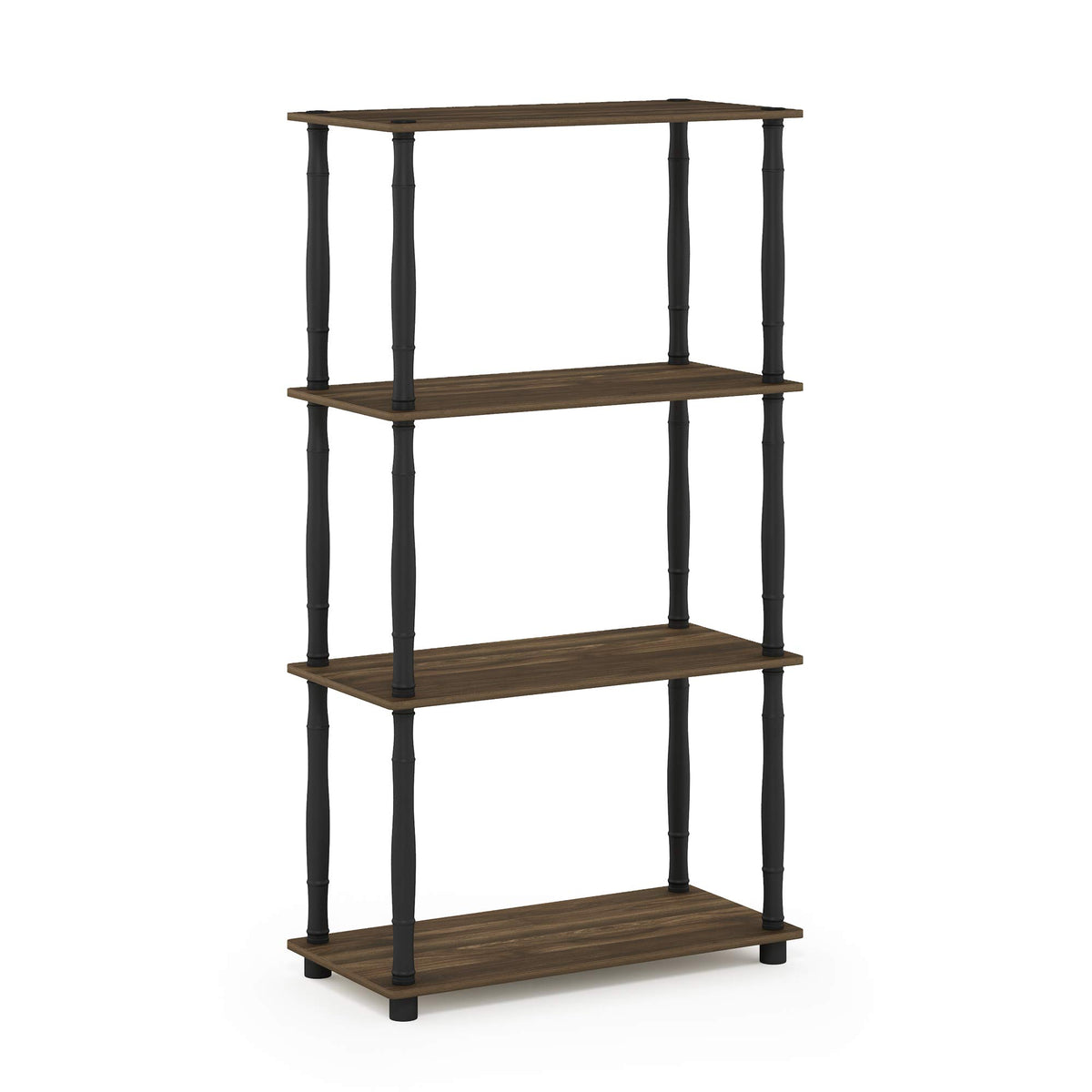 Furinno Turn-N-Tube 4-Tier Multipurpose Shelf Display Rack, Classic Tubes, Columbia Walnut/Black