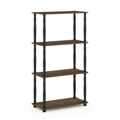 Furinno Turn-N-Tube 4-Tier Multipurpose Shelf Display Rack, Classic Tubes, Columbia Walnut/Black