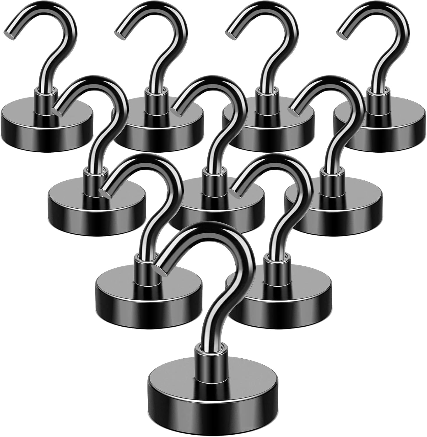 MIKEDE Magnetic Hooks, 40Lbs Strong Neodymium Black Magnet Hook for Hanging, Heavy Duty Magnetic