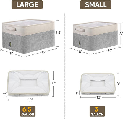 BALEINE 4 Pack Fabric Storage Bins for Shelves, Linen Storage Baskets for Organizing, Decorative