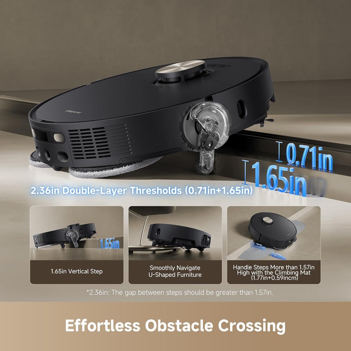 DREAME L50 Ultra Robot Vacuum and Mop Black with Auto-Empty and Mop Self-Cleaning, Precise Obstacle