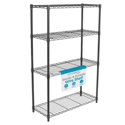 Internet's Best 4-Tier Wire Shelving | Flat Black | Heavy Duty Shelf | Wide Adjustable Rack Unit |