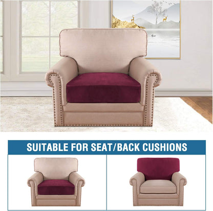 H.VERSAILTEX Velvet Stretch Couch Cushion Cover Plush Cushion Slipcover for Chair Cushion Furniture