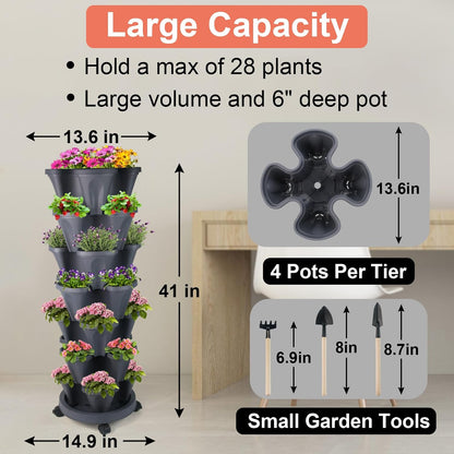 Vertical Planter 7 Tier Stackable Planters Garden Planters Strawberry Herb Flower and Vegetable
