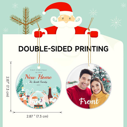Personalized First Christmas in Our New Home Hanging Ornament 2025, Ceramic Custom Christmas Photo