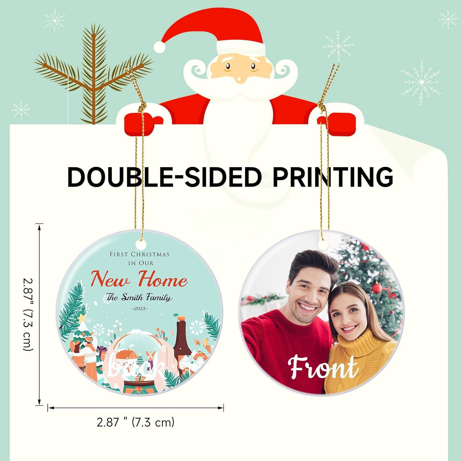 Personalized First Christmas in Our New Home Hanging Ornament 2025, Ceramic Custom Christmas Photo