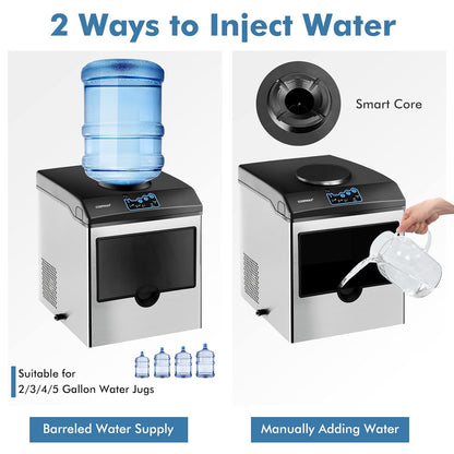 COSTWAY 2 in 1 Countertop Ice Maker Built-in Water Dispenser, 48LBS per Day, S/M/L Size Ice Cube